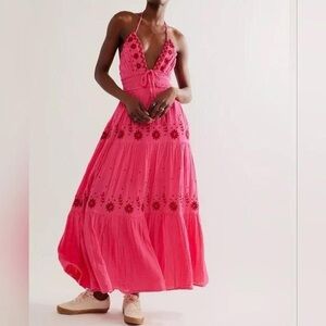 Free People Vibrant Pink Maxi Dress